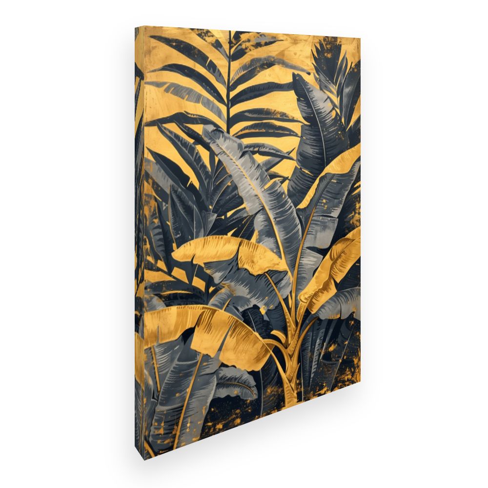 Toile Feuillage tropical doré