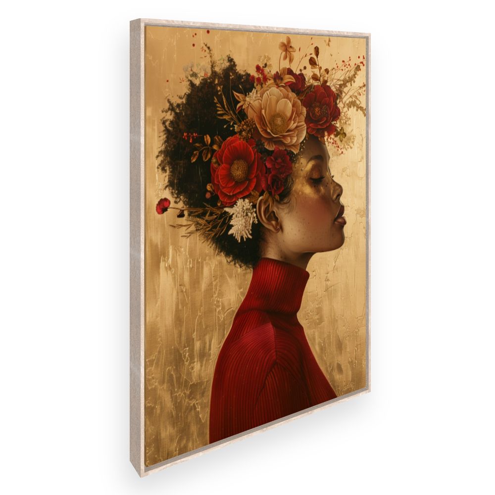 Toile Élégance florale dorée