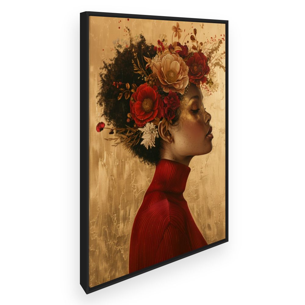 Toile Élégance florale dorée