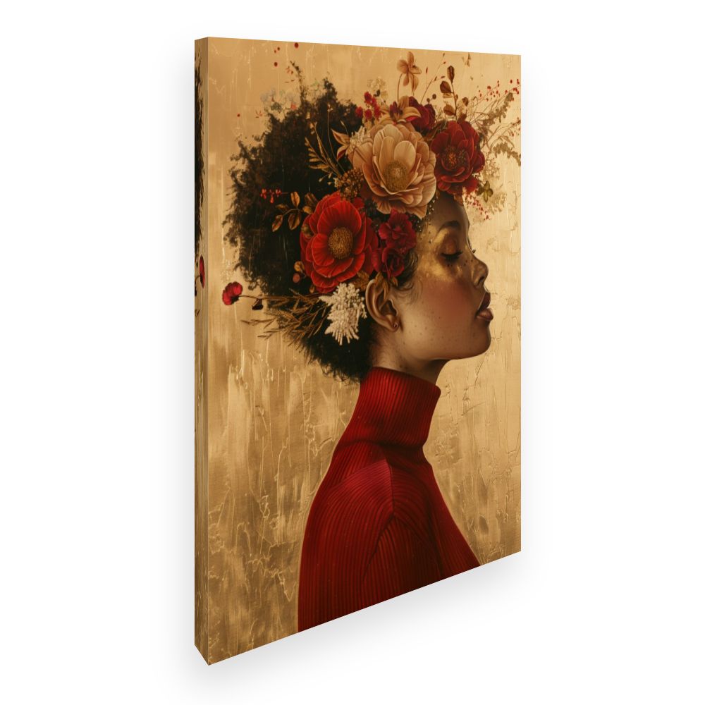 Toile Élégance florale dorée