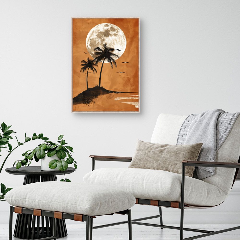 Tableau Lune et palmiers