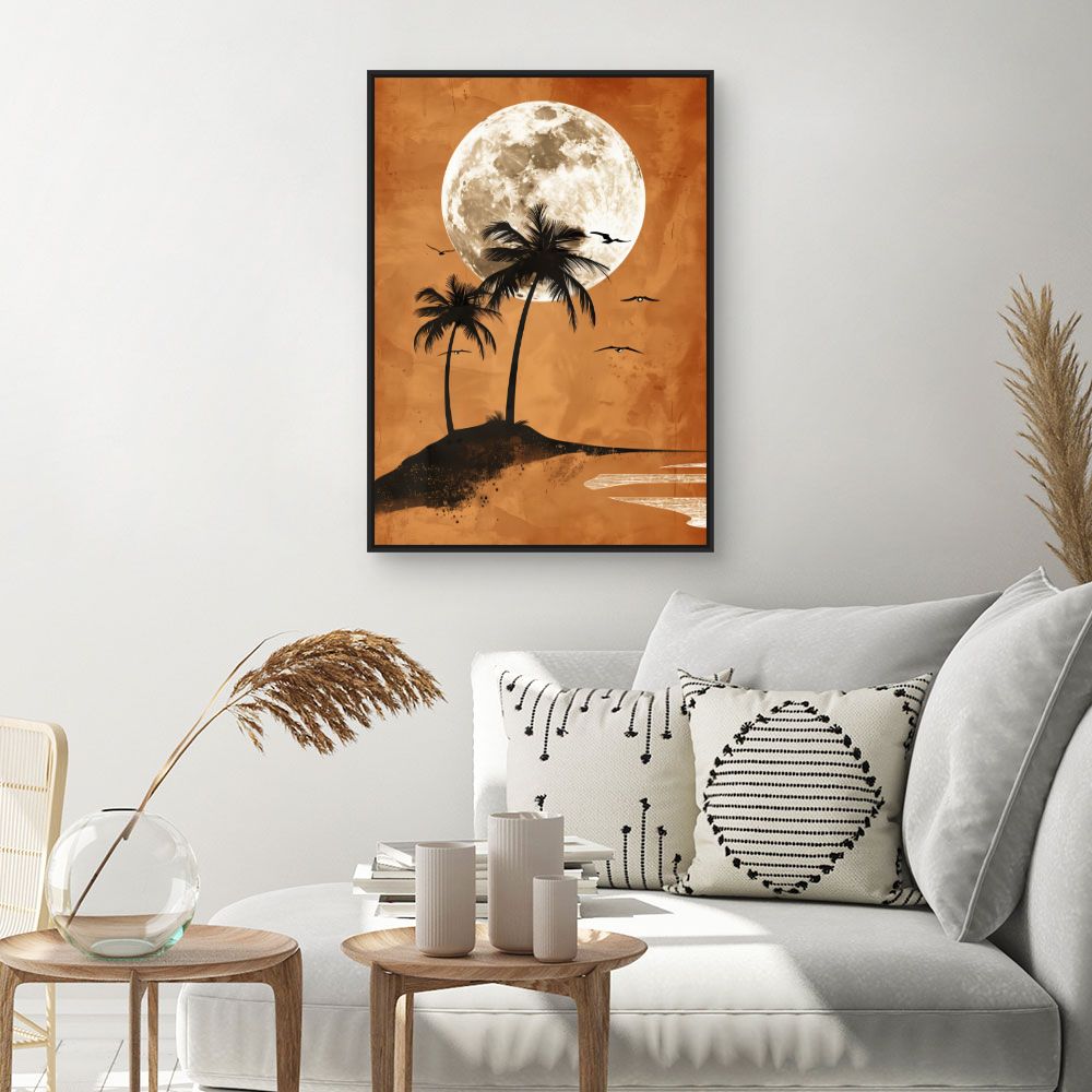 Tableau Lune et palmiers