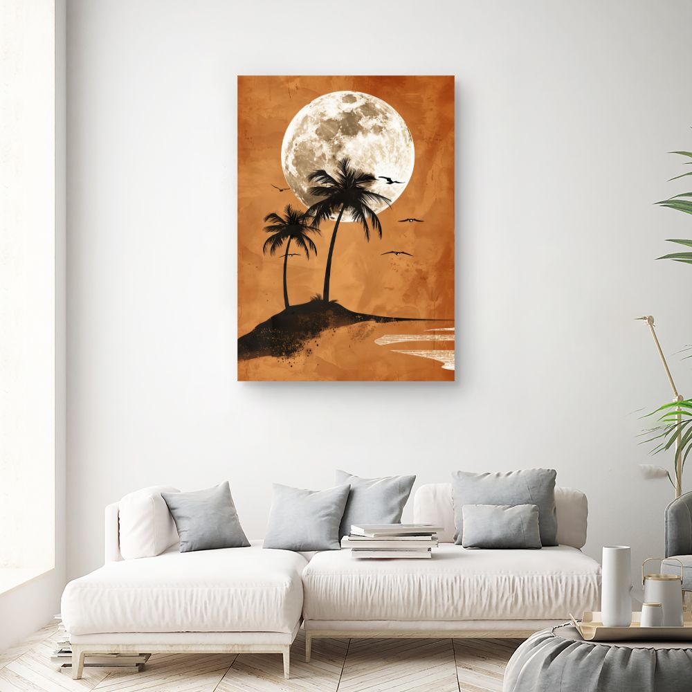 Tableau Lune et palmiers