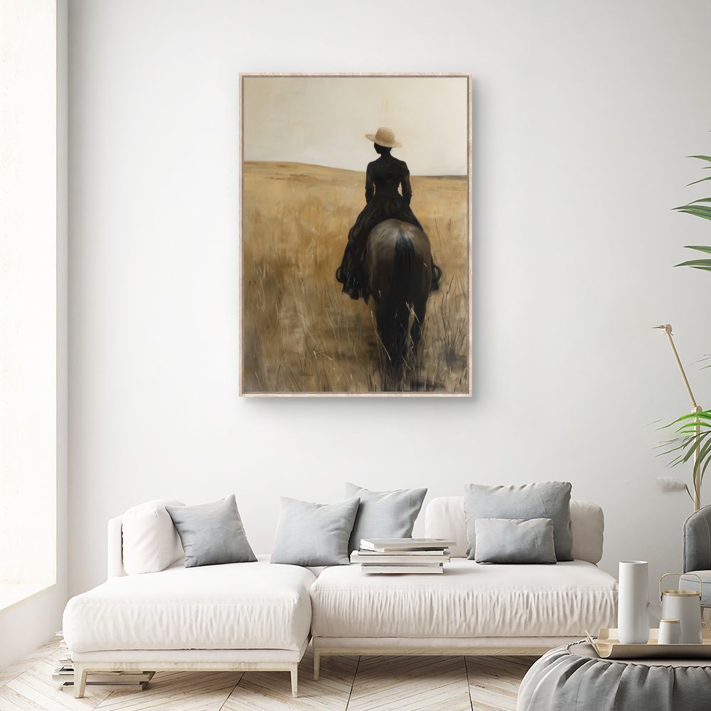 Tableau Cavalière en prairie