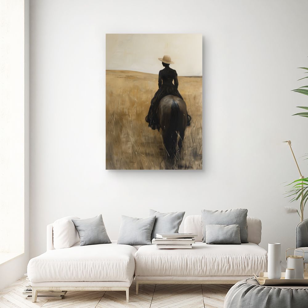 Tableau Cavalière en prairie