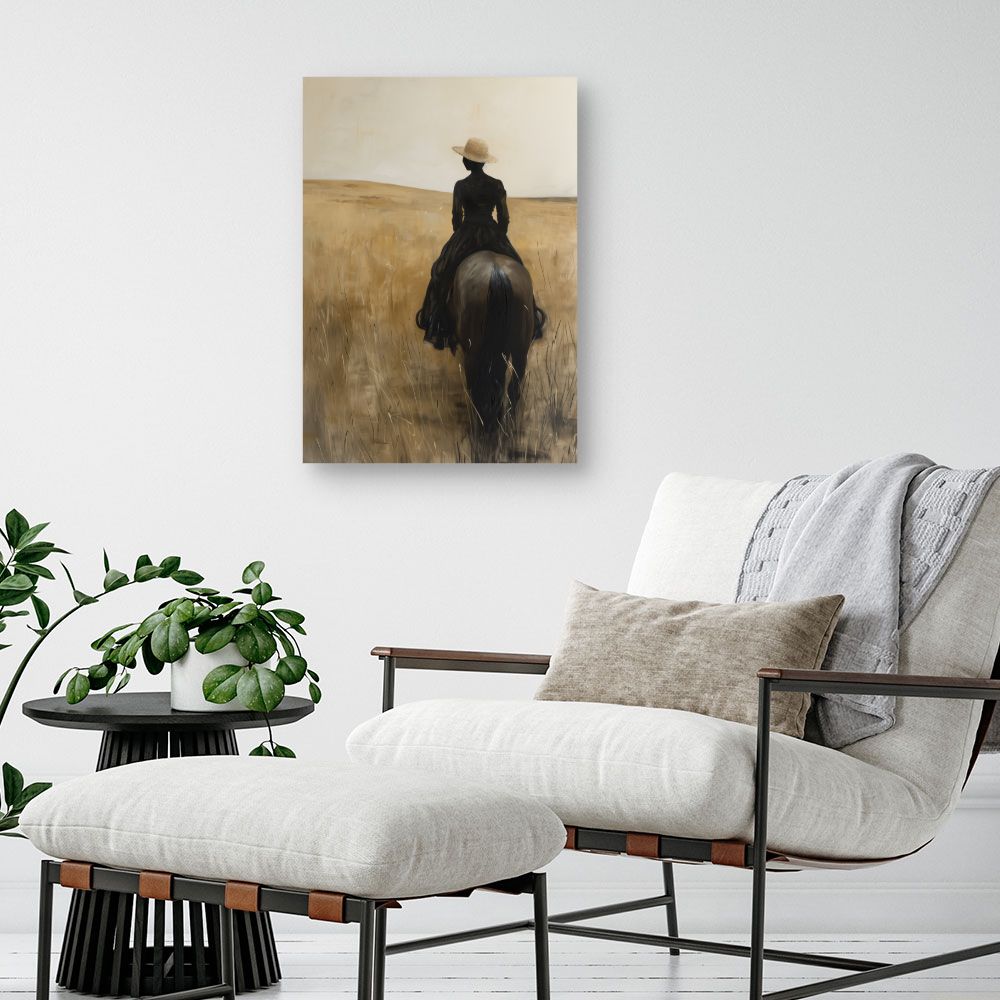 Tableau Cavalière en prairie