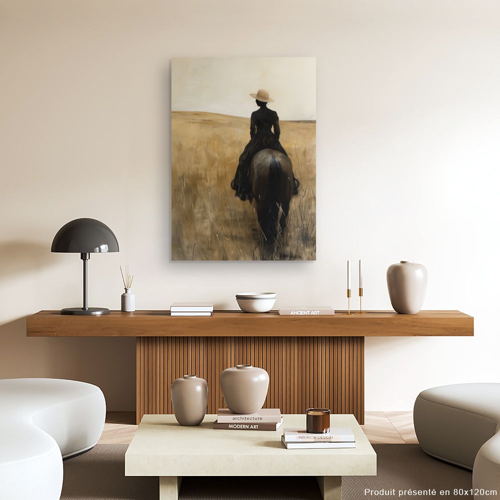 Tableau Cavalière en prairie