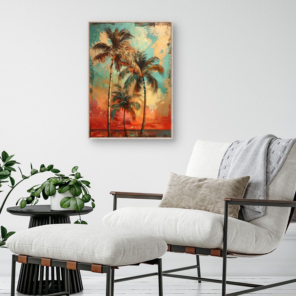 Tableau Palmiers tropicaux vibrants