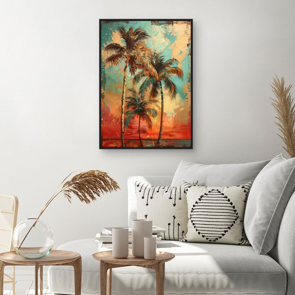 Tableau Palmiers tropicaux vibrants