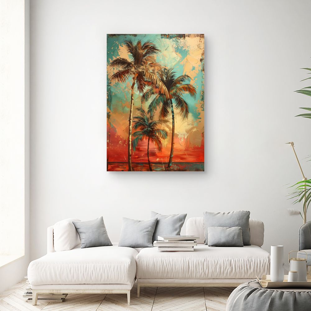 Tableau Palmiers tropicaux vibrants