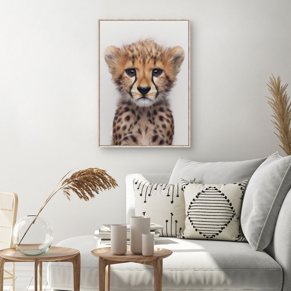 Toile Adorable bébé guépard – toile cadre naturel (slide 1, 60×90)