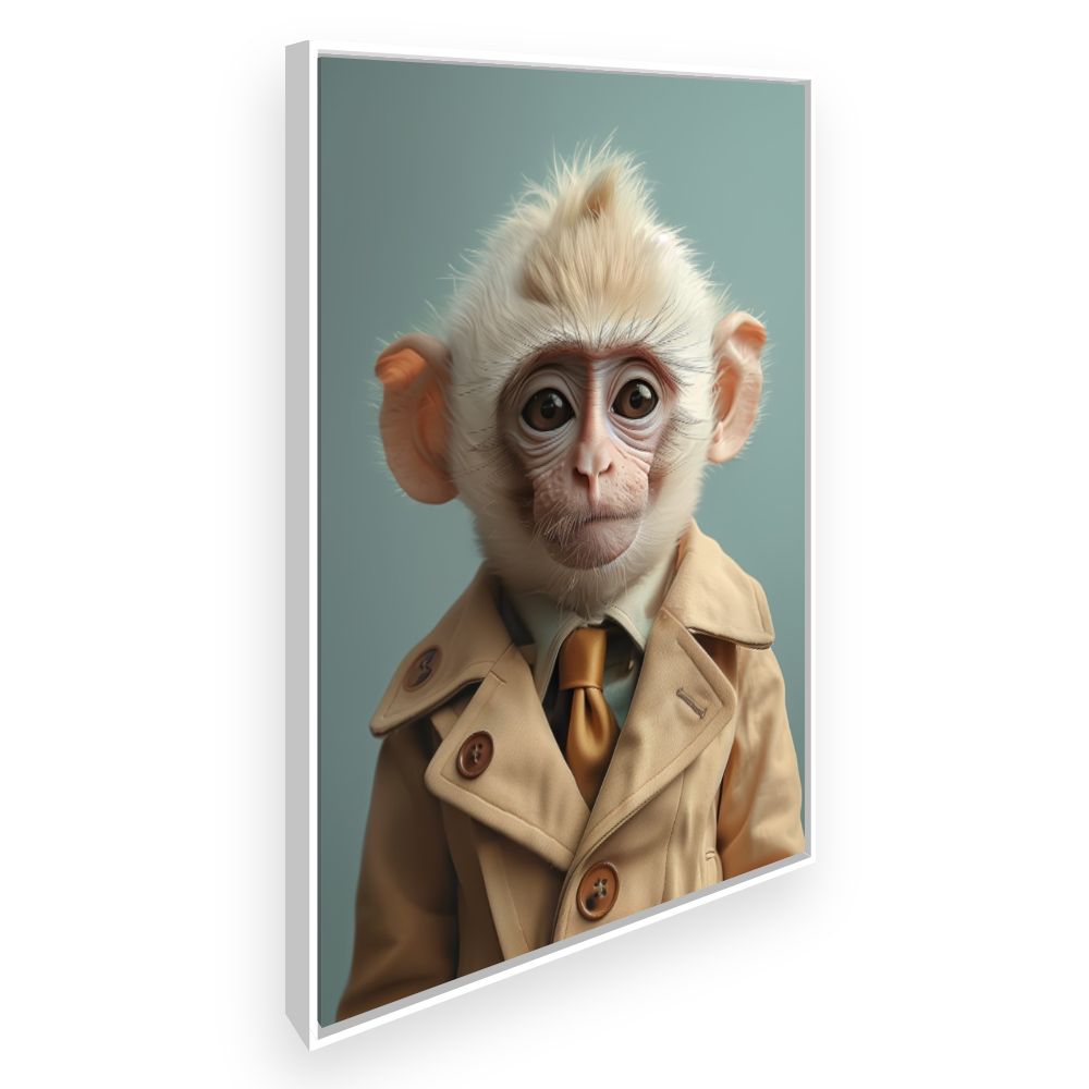 Toile Singe élégant – toile cadre blanc (slide 2)