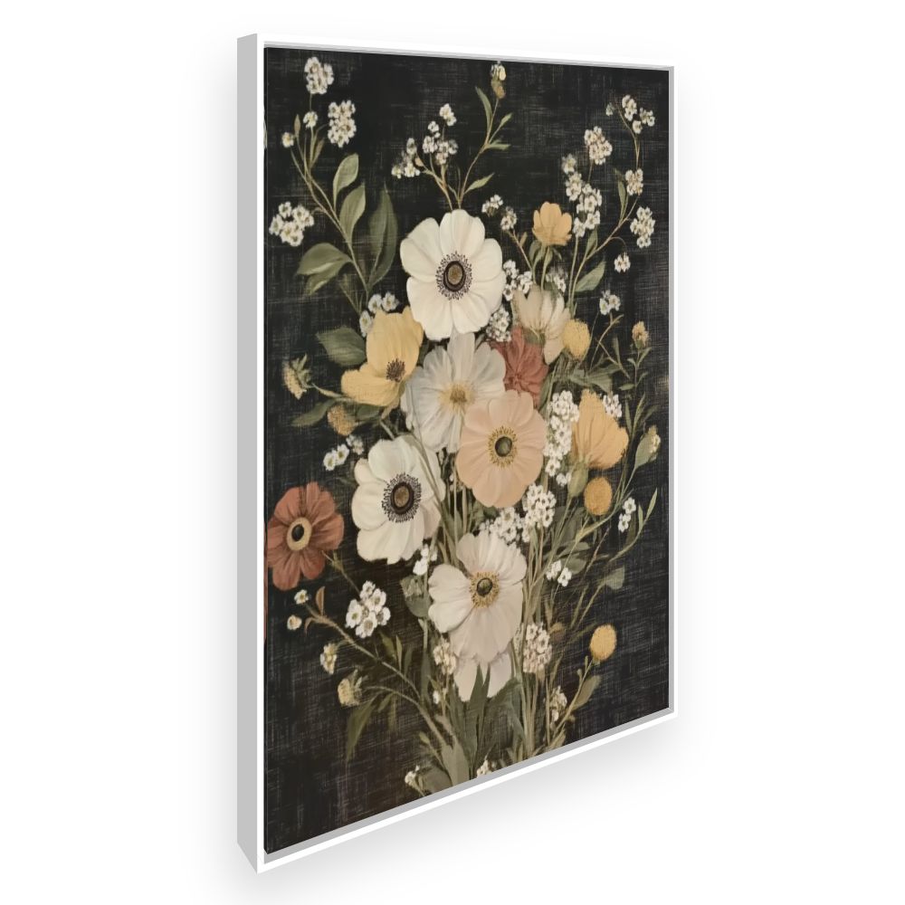 Toile Fleurs élégantes – toile cadre blanc (slide 2)