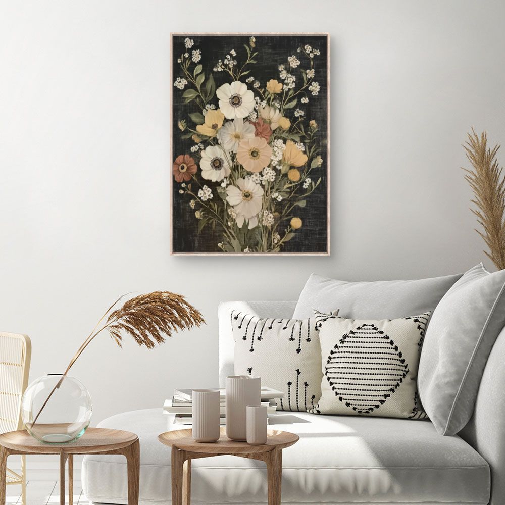 Toile Fleurs élégantes – toile cadre naturel (slide 1, 60×90)