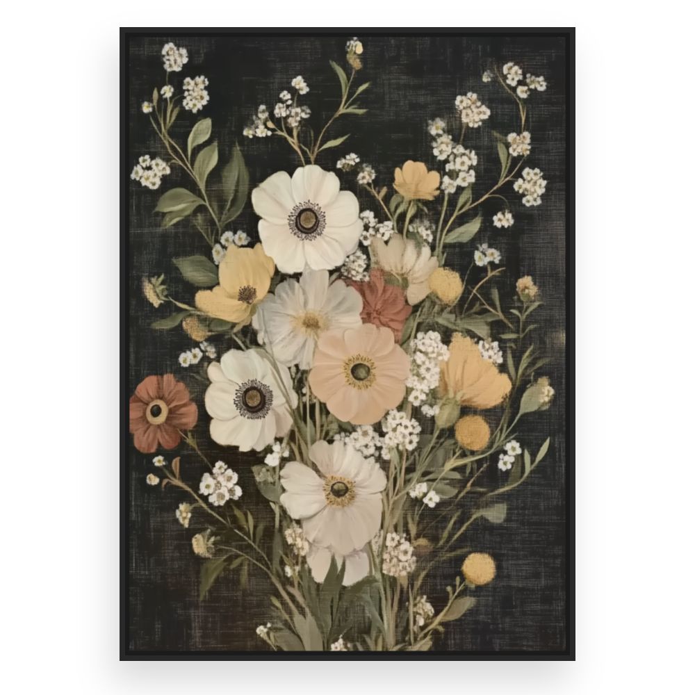 Toile Fleurs élégantes – toile cadre noir (slide 3)