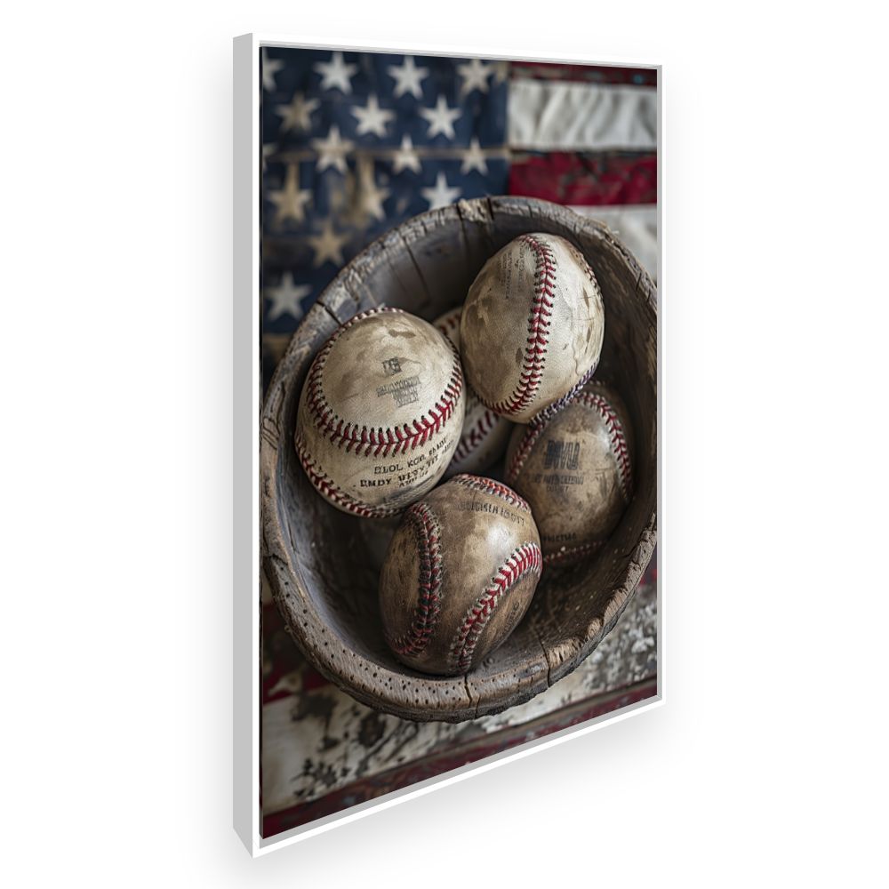 Toile Baseball vintage iconique – toile cadre blanc (slide 2)