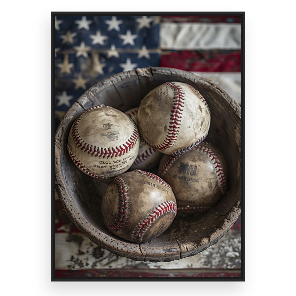 Toile Baseball vintage iconique – toile cadre noir (slide 3)