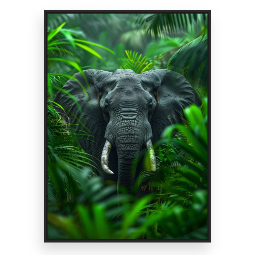 Toile Éléphant majestueux caché – toile cadre noir (slide 3)