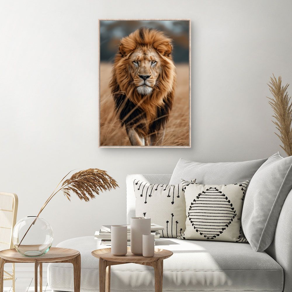 Toile Majestueux roi lion – toile cadre naturel (slide 1, 60×90)