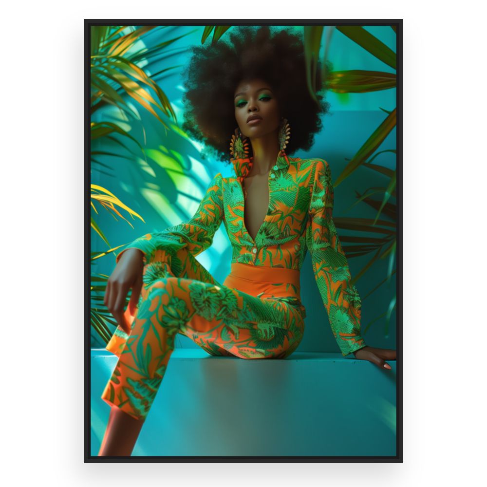 Toile Éclat exotique chic – toile cadre noir (slide 3)