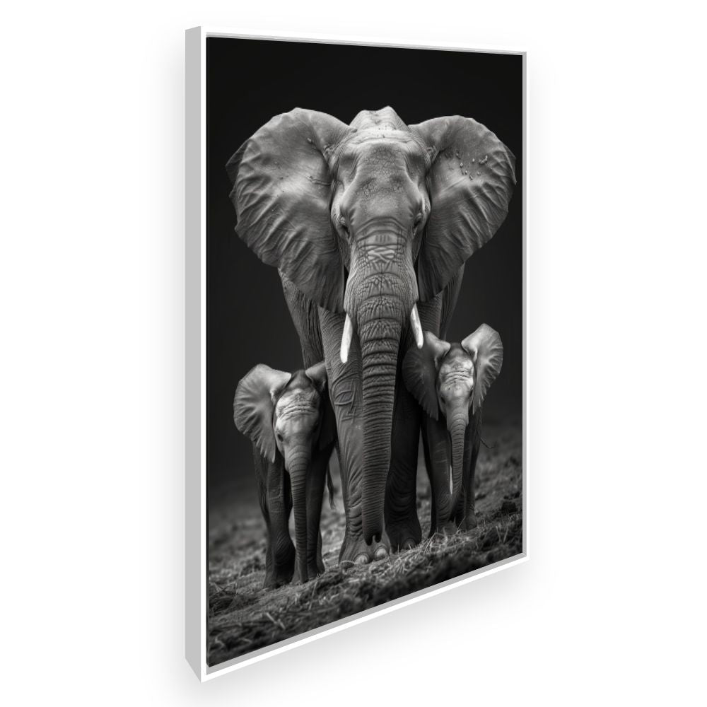 Toile Éléphants majestueux – toile cadre blanc (slide 2)