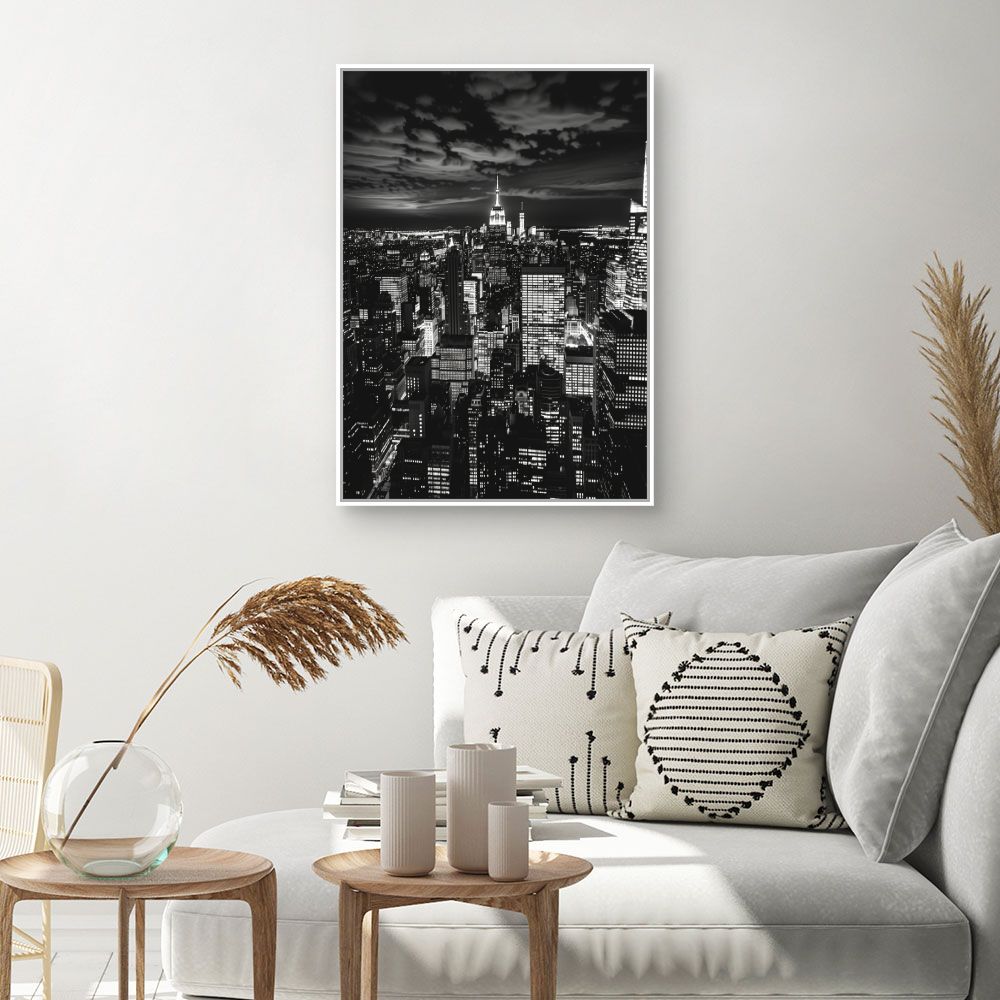 Toile "Ville lumineuse nocturne"