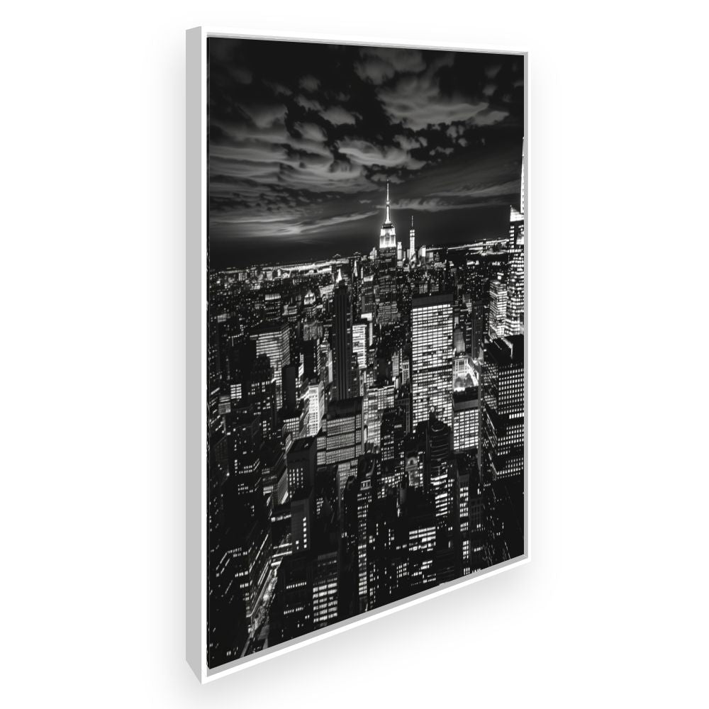 Toile Ville lumineuse nocturne – toile cadre blanc (slide 2)