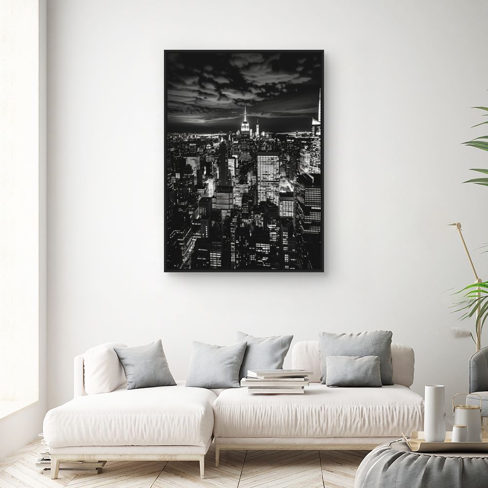 Toile "Ville lumineuse nocturne"