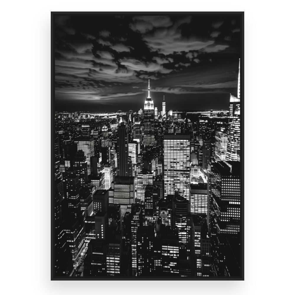 Toile Ville lumineuse nocturne – toile cadre noir (slide 3)