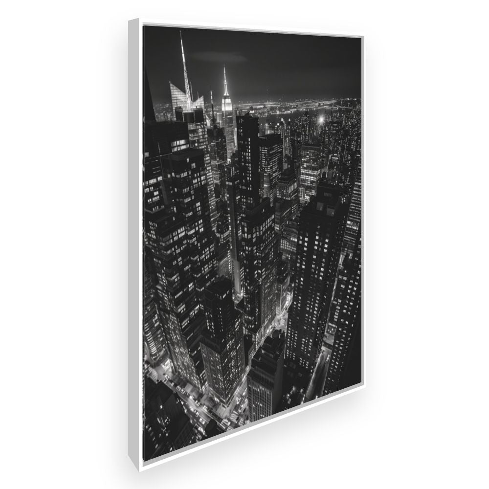 Toile Ville lumineuse nocturne – toile cadre blanc (slide 2)