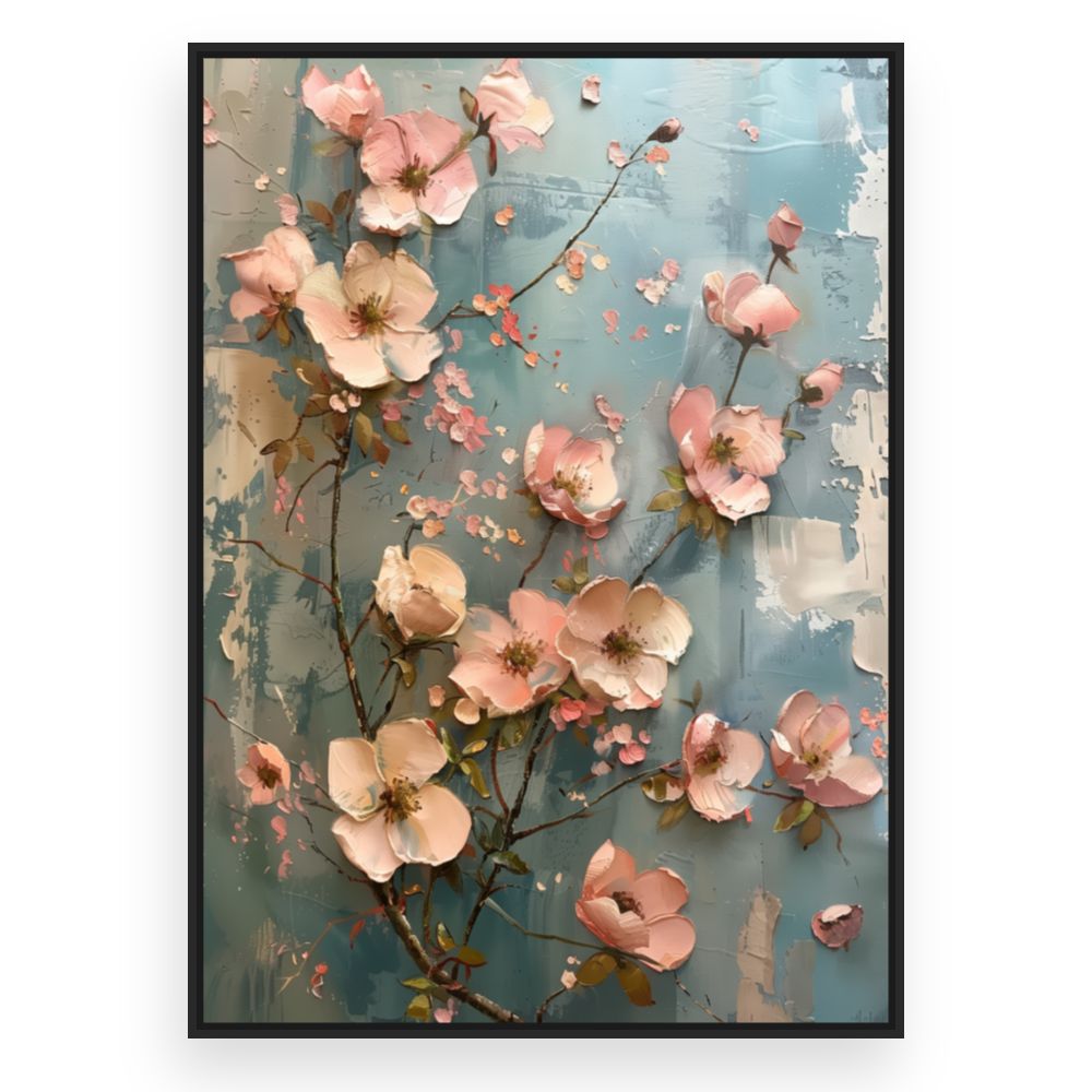 Toile Fleurs délicates – toile cadre noir (slide 3)