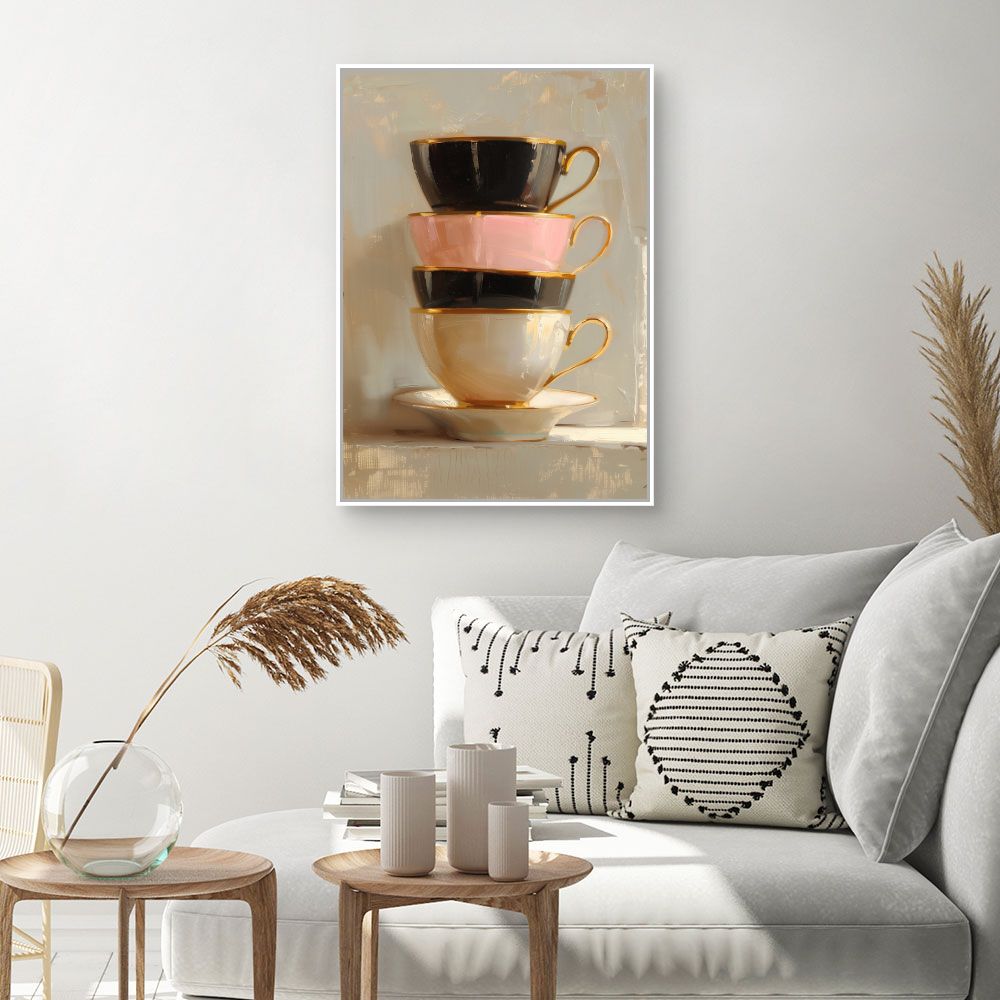 Toile "Tasses élégantes empilées"