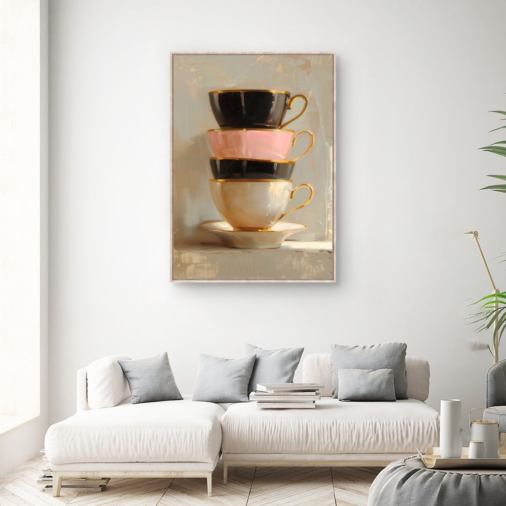 Toile "Tasses élégantes empilées"