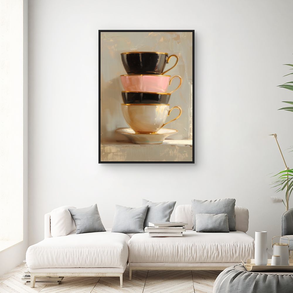 Toile "Tasses élégantes empilées"