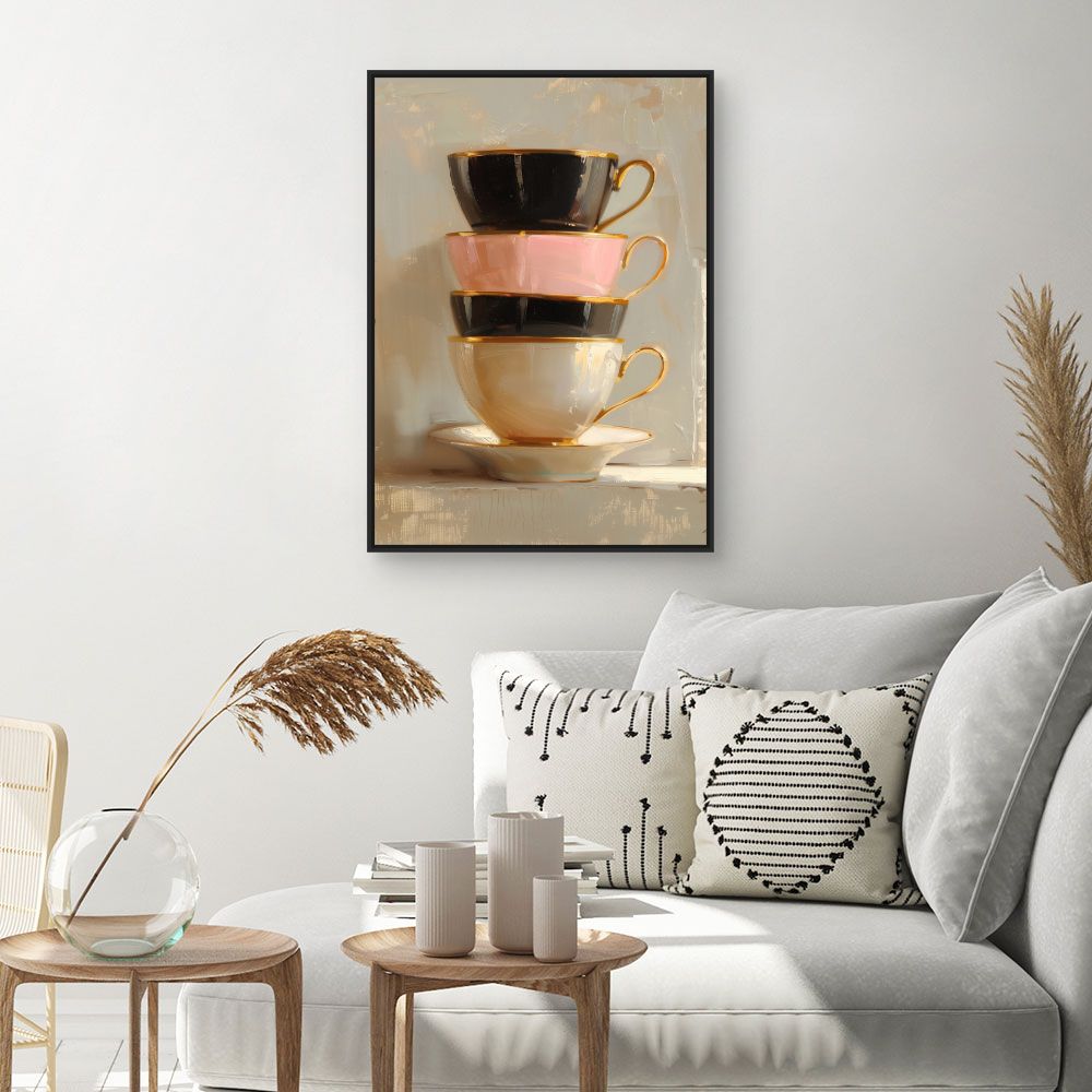 Toile "Tasses élégantes empilées"