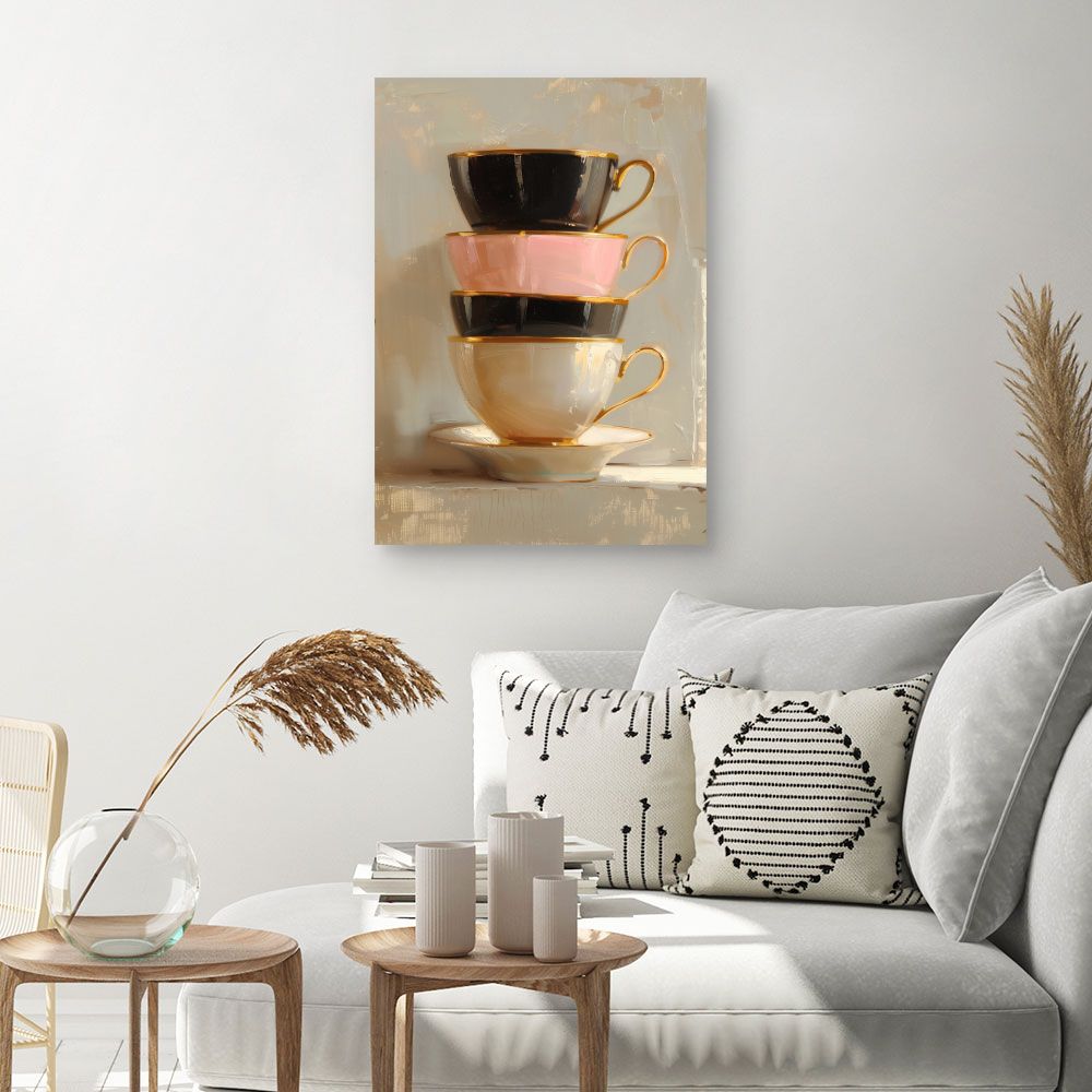 Toile "Tasses élégantes empilées"