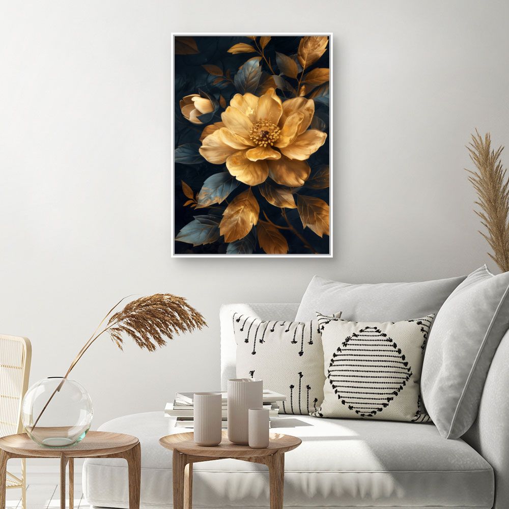 Schilderij "Elegante gouden bloem"