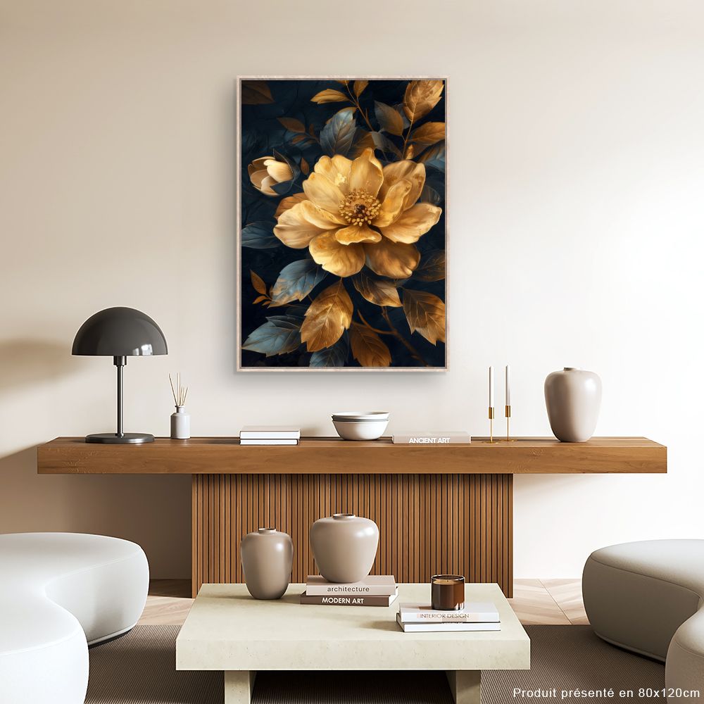 Schilderij "Elegante gouden bloem"