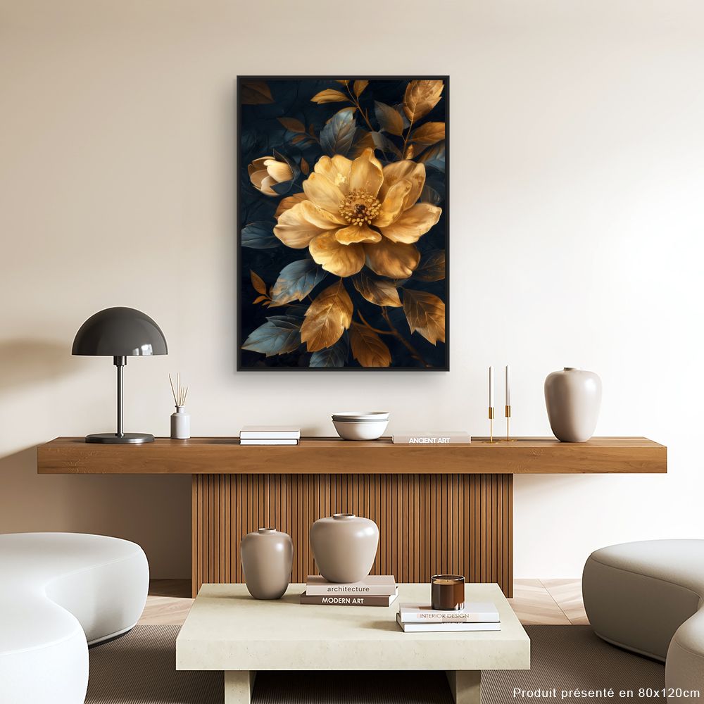 Schilderij "Elegante gouden bloem"