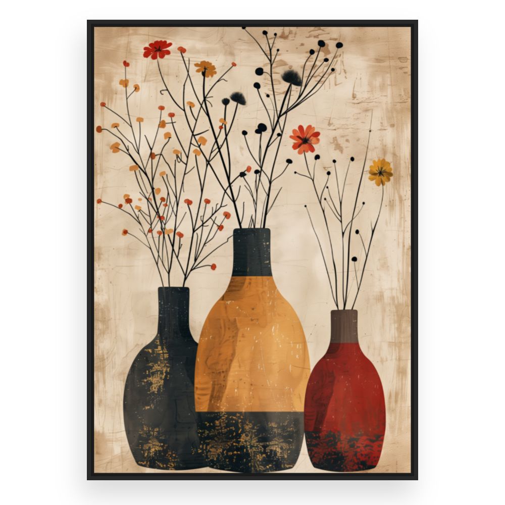 Toile Vases floraux élégants – toile cadre noir (slide 3)