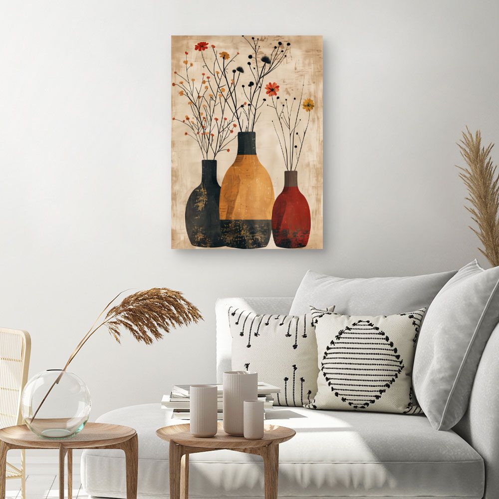 Toile "Vases floraux élégants"