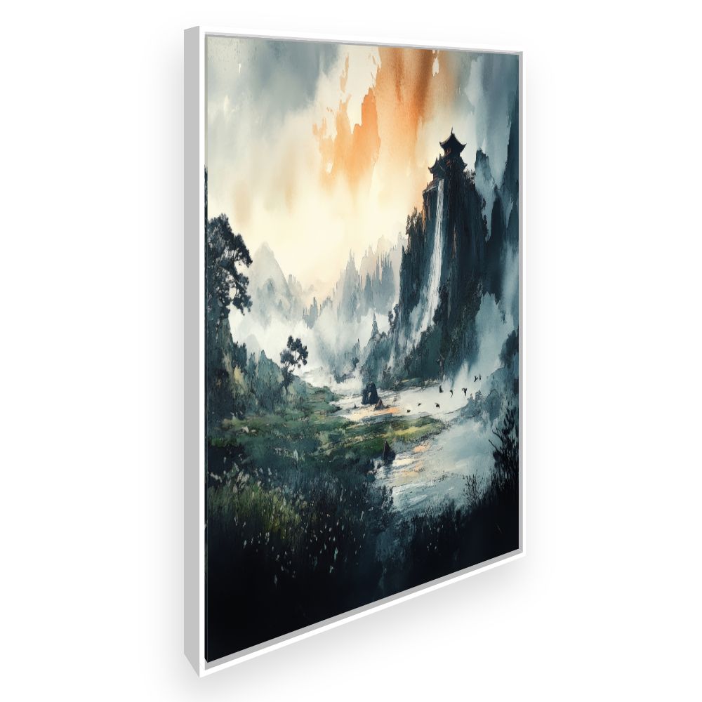 Toile Paysage montagneux serein – toile cadre blanc (slide 2)