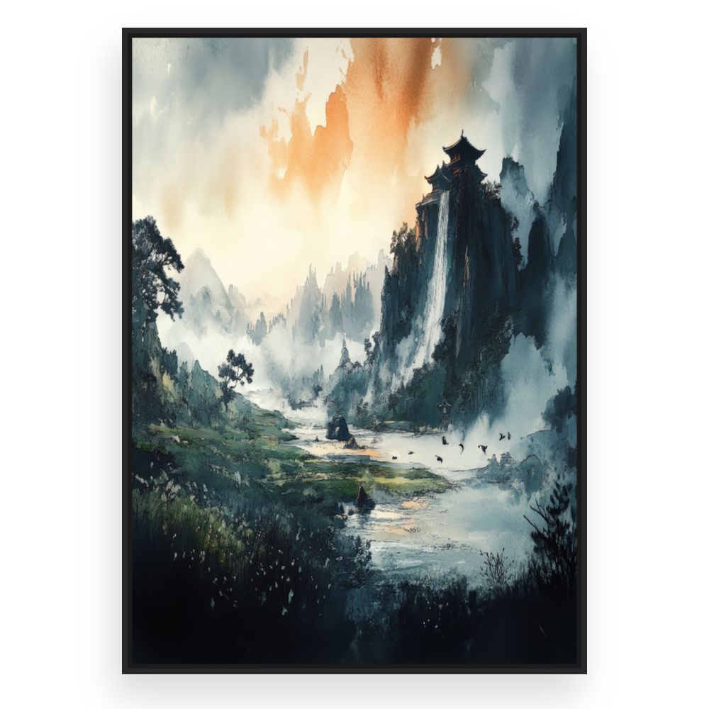 Toile Paysage montagneux serein – toile cadre noir (slide 3)