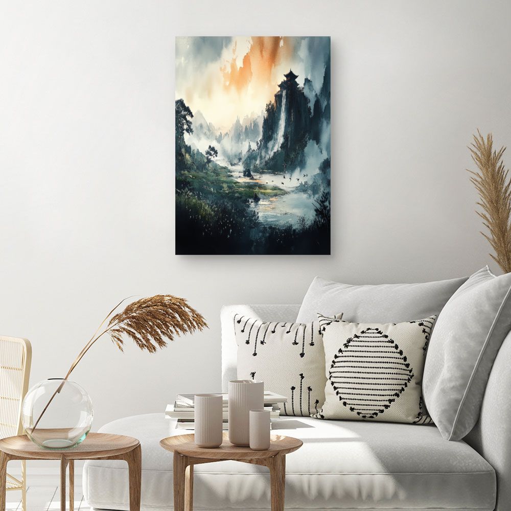 Schilderij "Serene berglandschap"