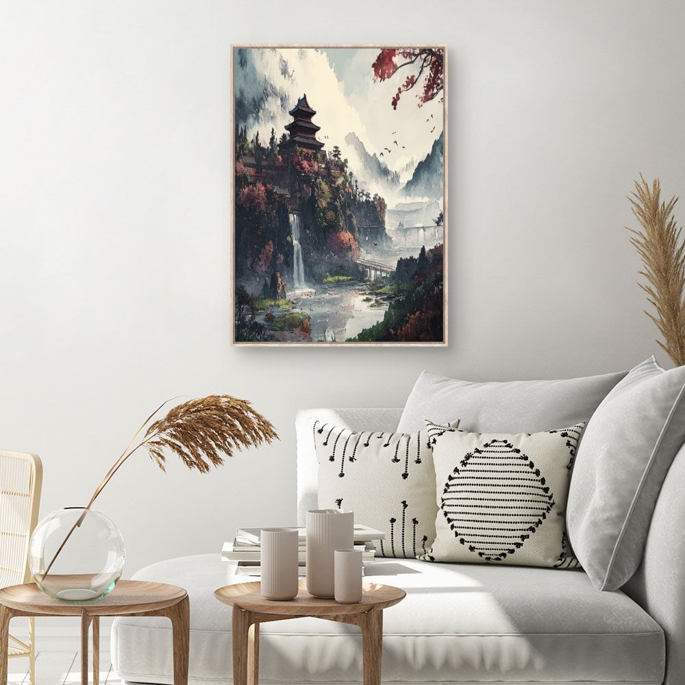 Toile Paysage serein asiatique – toile cadre naturel (slide 1, 60×90)