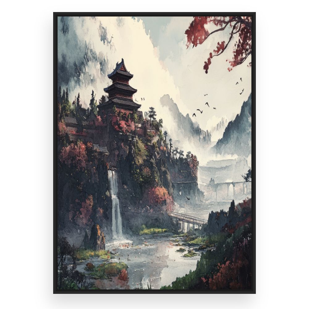 Toile Paysage serein asiatique – toile cadre noir (slide 3)