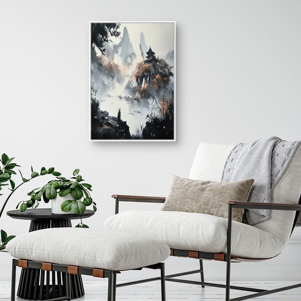 Toile "Paysage brumeux intrigant"