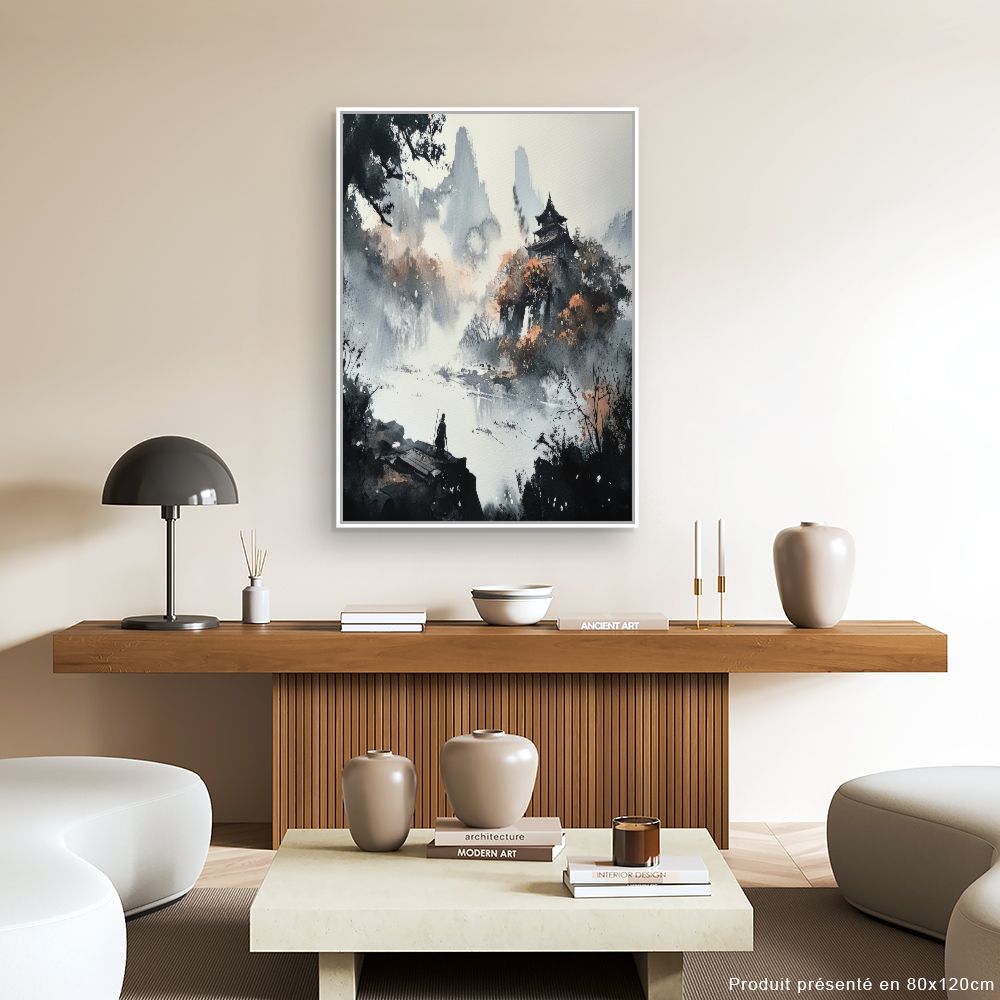 Toile "Paysage brumeux intrigant"