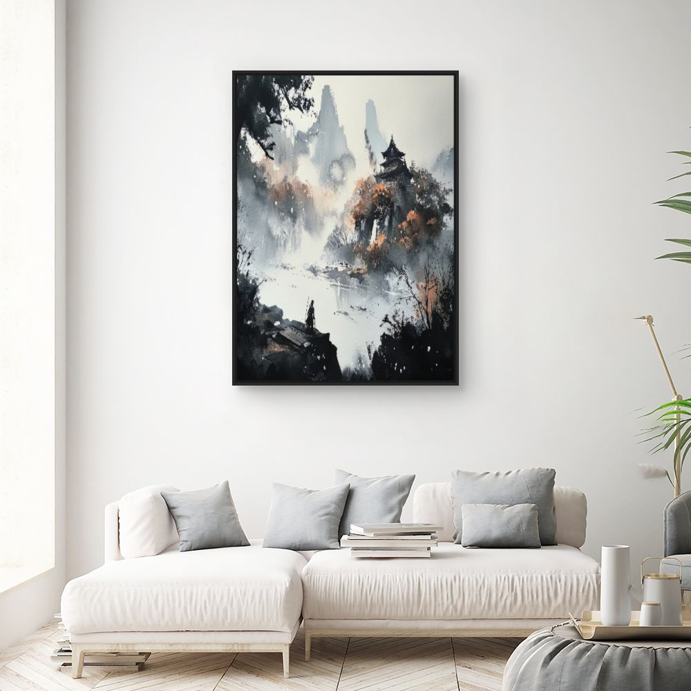 Toile "Paysage brumeux intrigant"