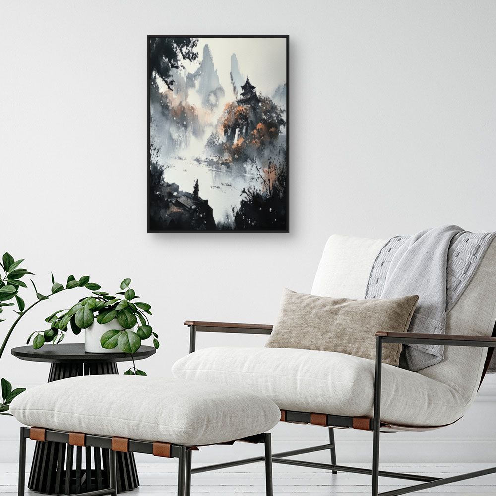 Toile "Paysage brumeux intrigant"